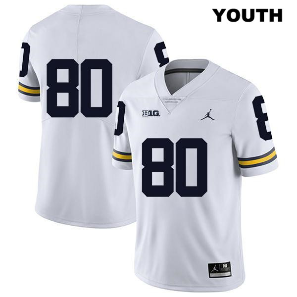 Youth NCAA Michigan Wolverines Hunter Neff #80 No Name White Jordan Brand Authentic Stitched Legend Football College Jersey SI25O74WU